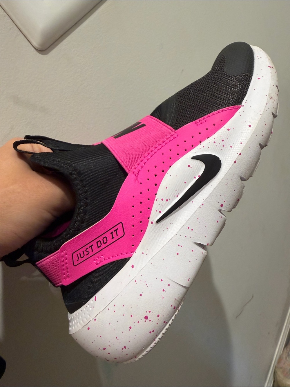 Nike Kids Black and Hot Pink Slip-On Sneakers